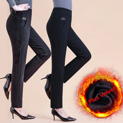 Warm Trousers Elastic Straight Pants