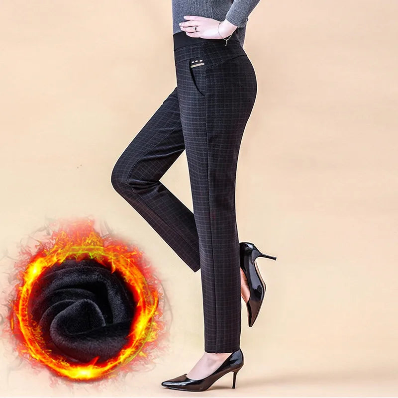 Warm Trousers Elastic Straight Pants