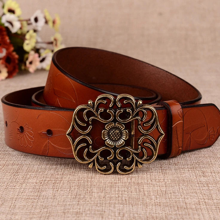 Sunflower Pattern Needle Buckle Belt
