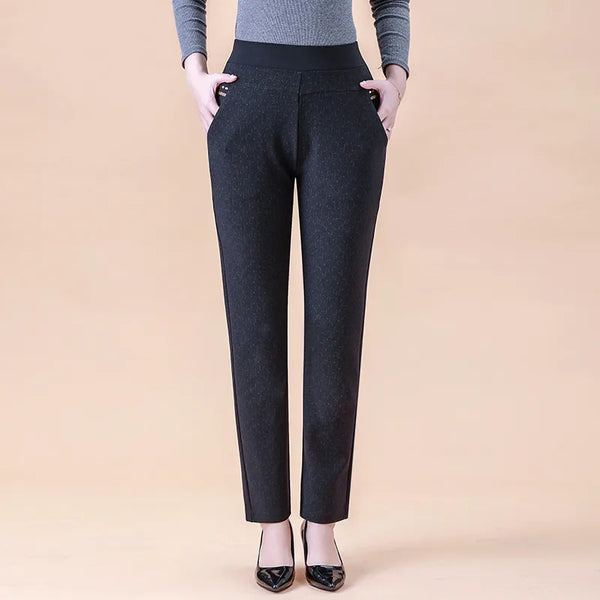 Warm Trousers Elastic Straight Pants