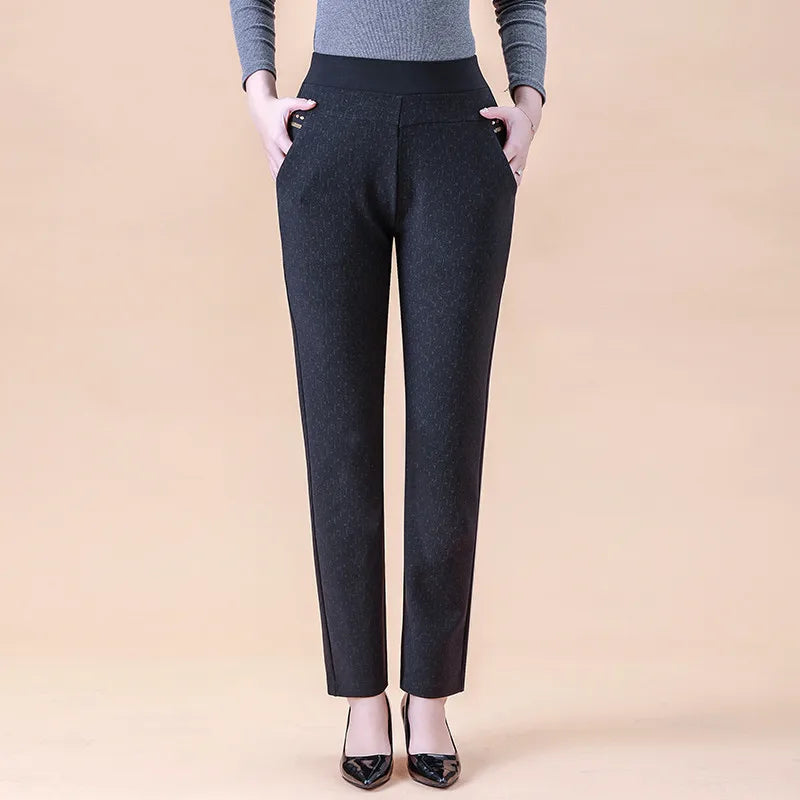 Warm Trousers Elastic Straight Pants