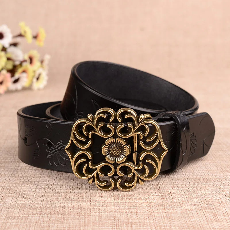 Sunflower Pattern Needle Buckle Belt