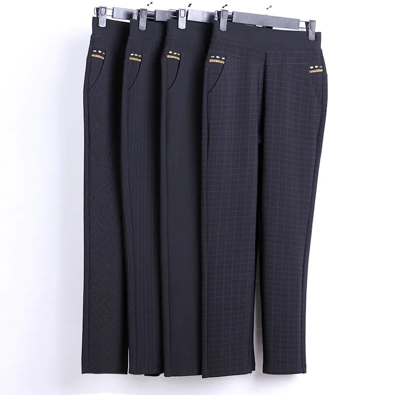 Warm Trousers Elastic Straight Pants