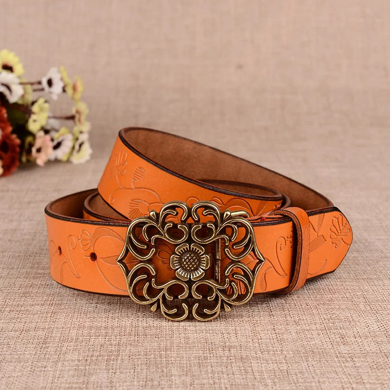 Sunflower Pattern Needle Buckle Belt