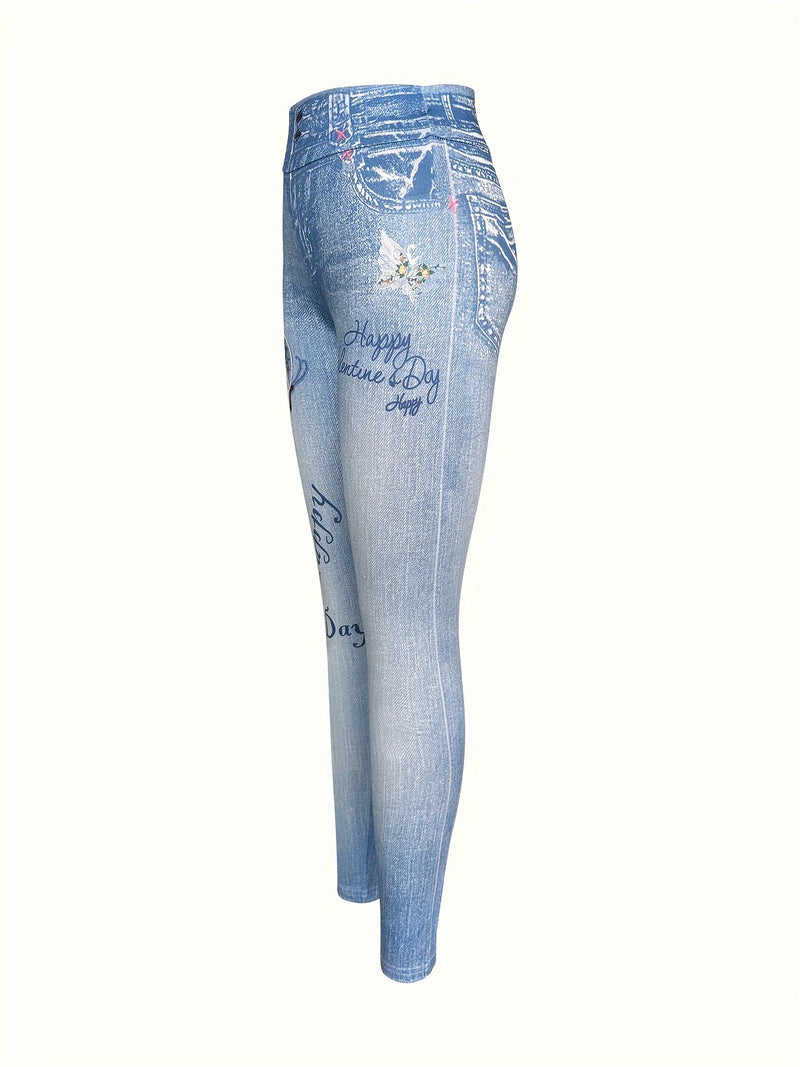 Butterfly Print Skinny Leggings