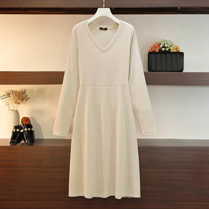 Plus Size Spring Autumn New V-Neck