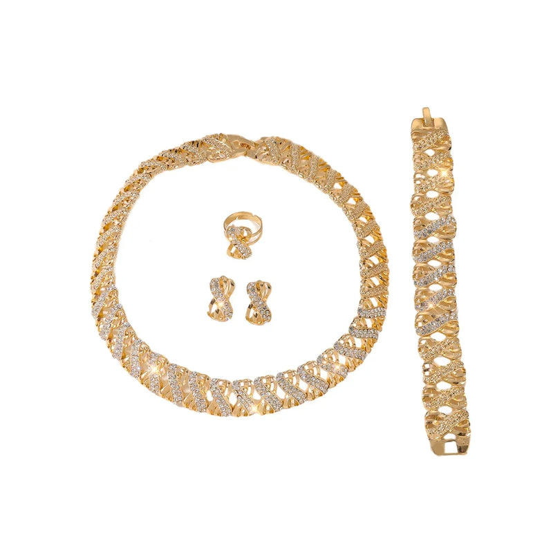 Set Choker Necklace Earrings Rings