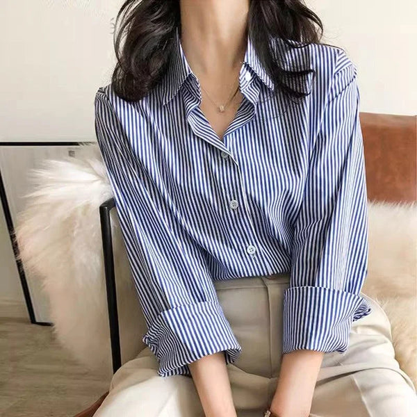 Casual Loose Fit Striped Top