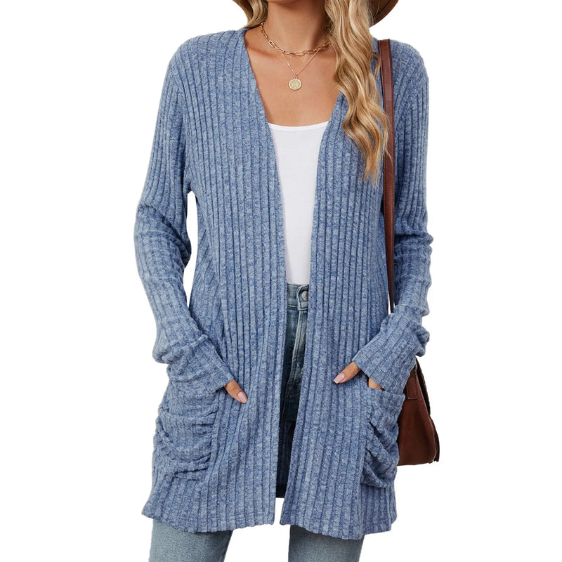 Lightweight 3/4 Sleeve Black Sweater Cardigan Casual
