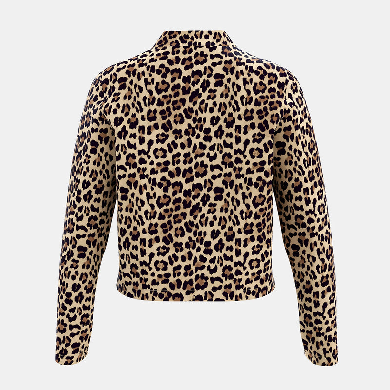 Jackets Fashion Decent Zipper Leopard Print Long Sleeve