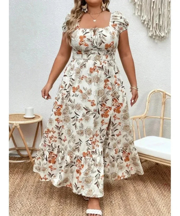 Plus size floral casual dress