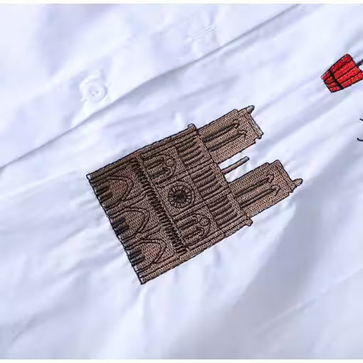 Plus Size Mid-length White Embroidered Shirt Top - Women's Fashion - View 6