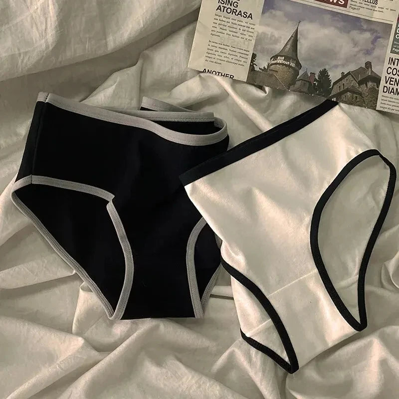 3pcs Sports Cool Style Minimalist Girls' Underwear Mid Waist