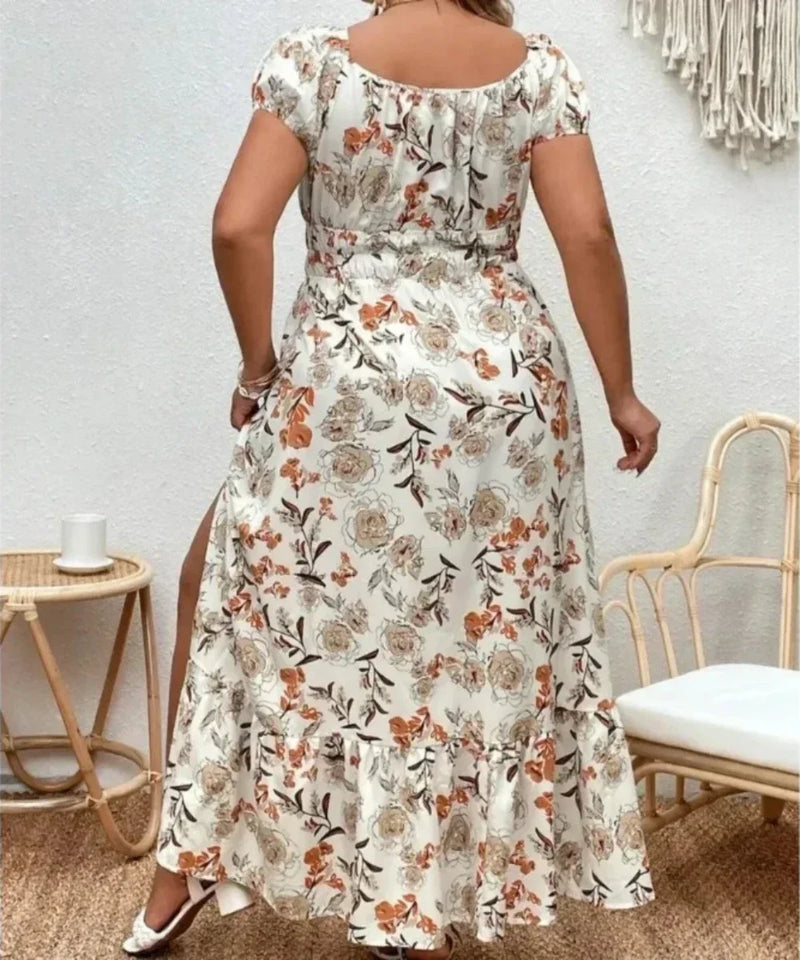 Plus size floral casual dress