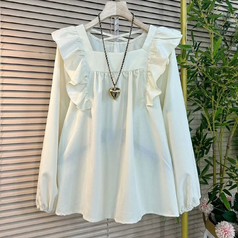 Spring Oversized Clothing Ruffled Square Neck Casual