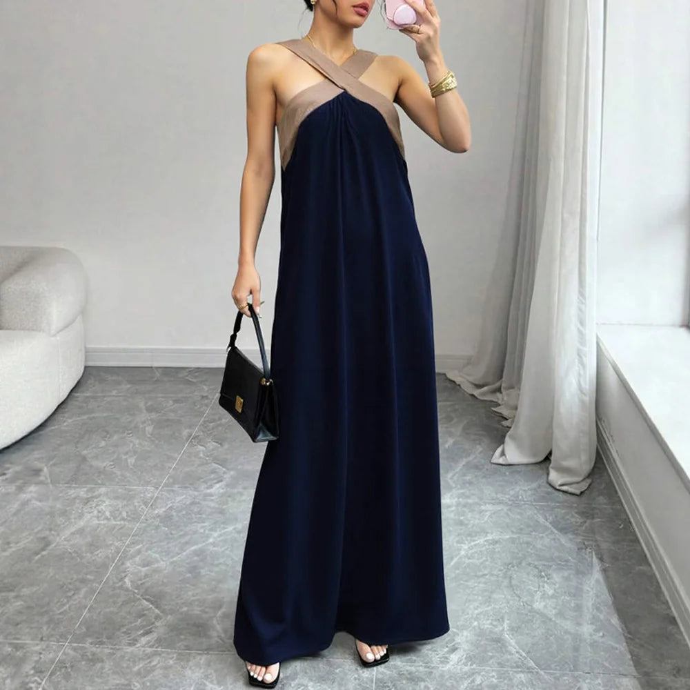 Mia Muse Sleeveless Halter Neck Maxi Dress
