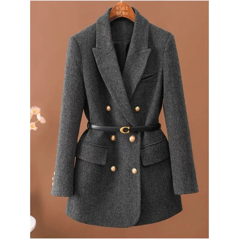 Coat Comes With Belt A Vintage Wool  Autumn And Winter