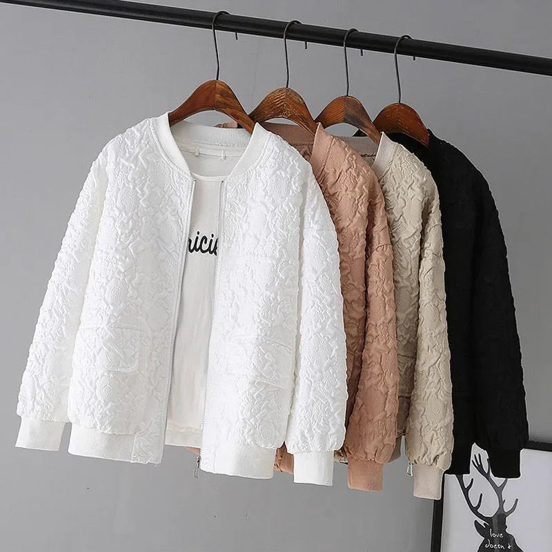 Casual White Jacket Top Female Cardigan Zipper