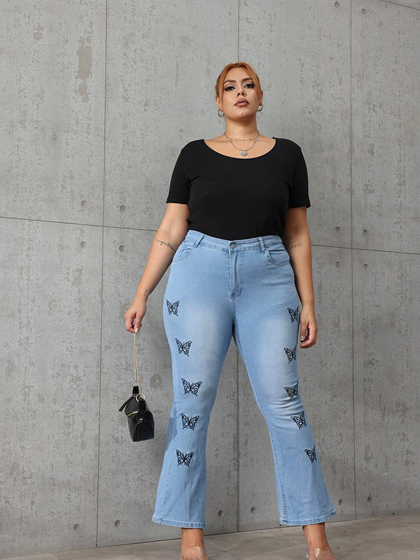 Plus Size Flared Pantsans Mid Worn In All Seasons