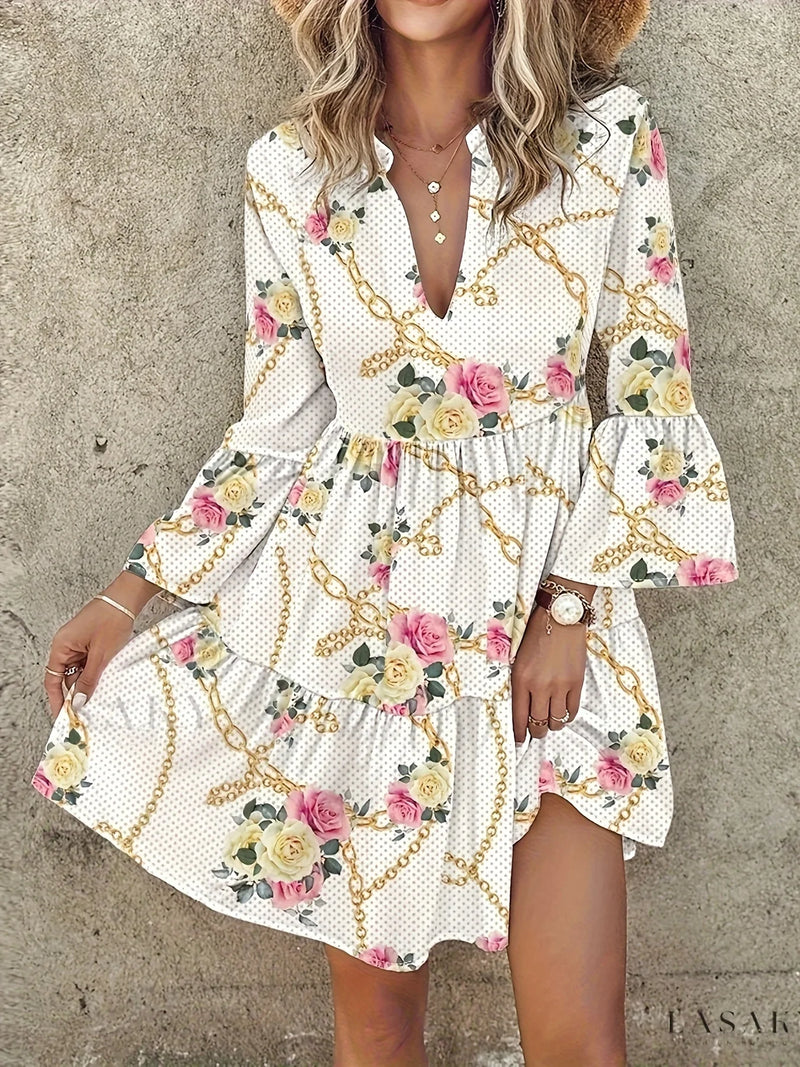 Plus Size Boho Dress Plus Allover Floral Print