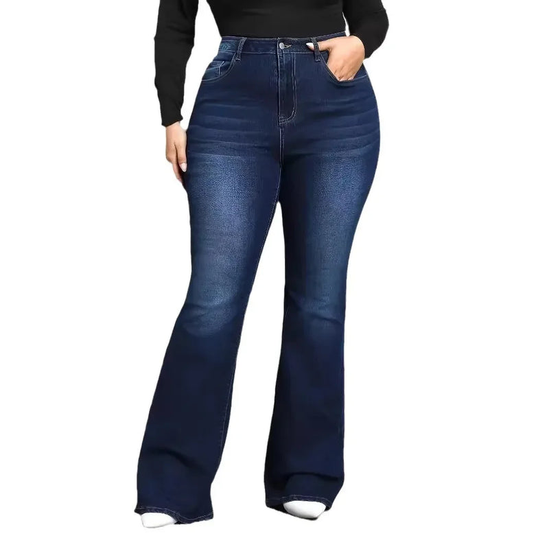 Plus Size Stretchy Flared Jeans Cross-Border