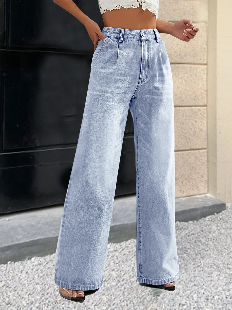 Style light blue jeans straight pants casual