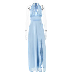Party Dress Clothing Solid Color Mounted V-neck