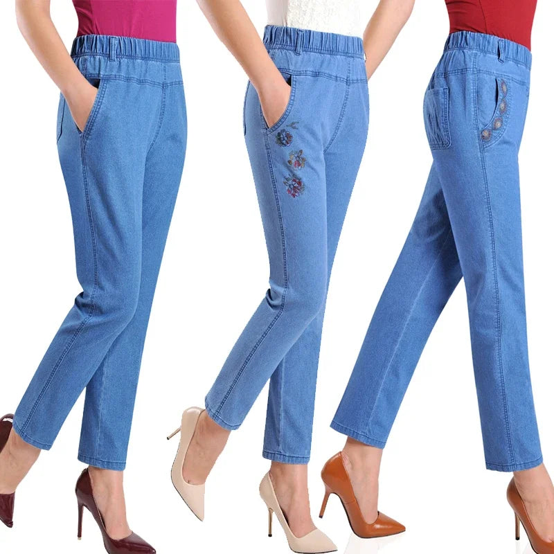 Slim High Waist Elasticity Casual Cowboy Pants
