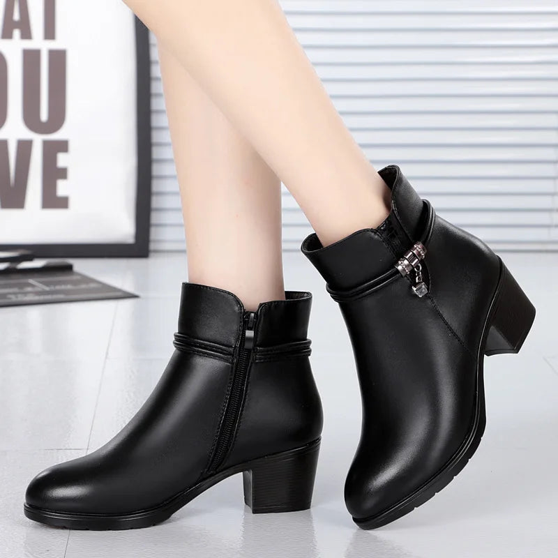 Shoes Boots Zipper Mid Heel Plus Size