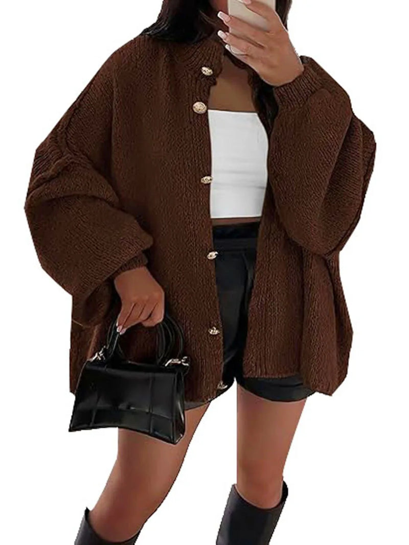 Style Oversized Long Sleeve Loose Buttons Cardigans Coat Winter
