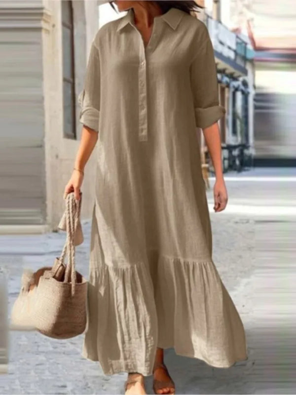 Plus Size Dress Office Lady Spring  Elegant Solid