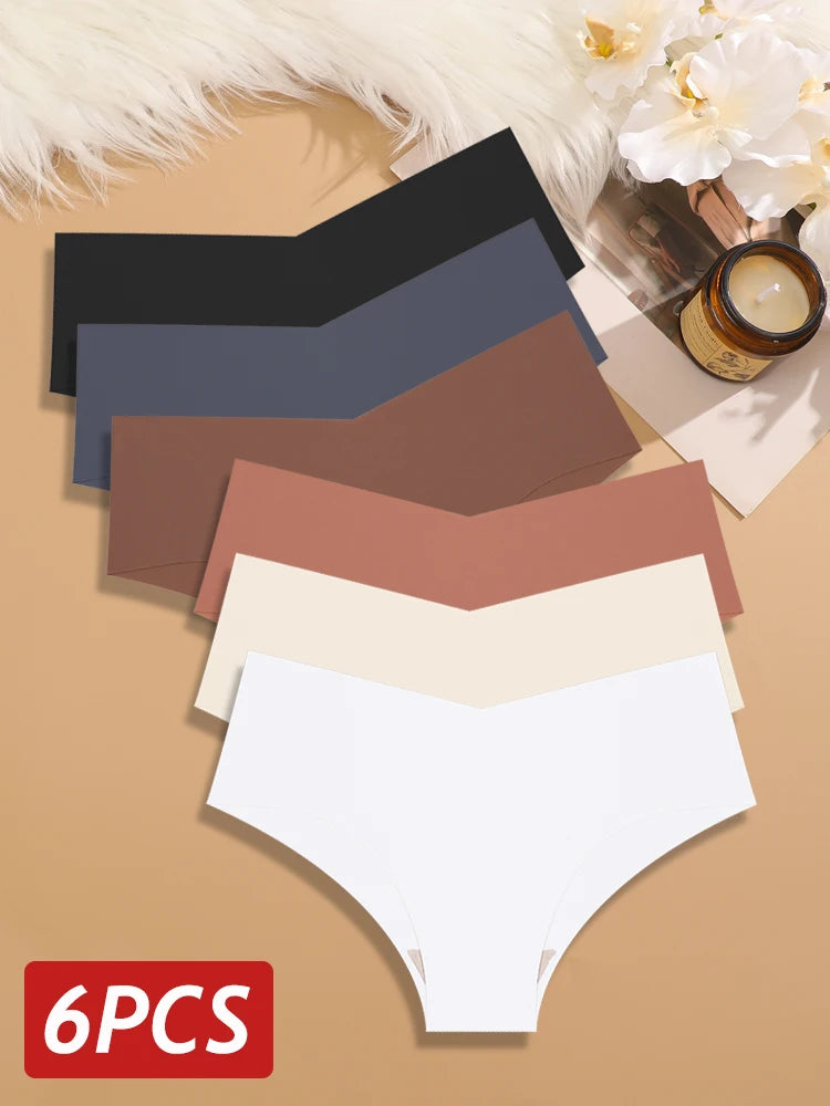 6PCS Panties Ice Silk Ultra Thin Briefs Sexy