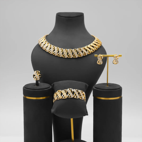Set Choker Necklace Earrings Rings