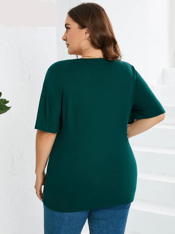 Plus Size V-Neck Lace Butterfly Sleeve Tops Blouses
