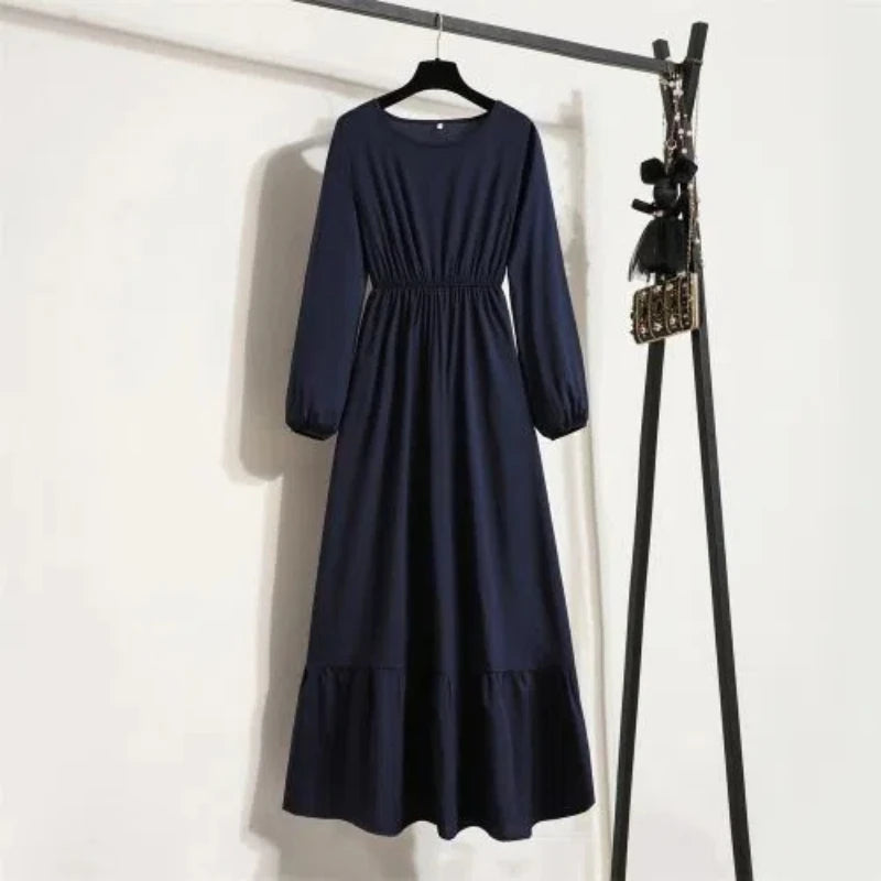 Dresses with Waist Slim Long Sleeve Pullover