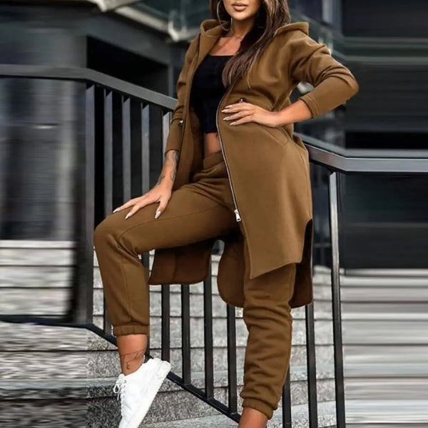 Pants Set Tracksuit Zipper Hooded Coat