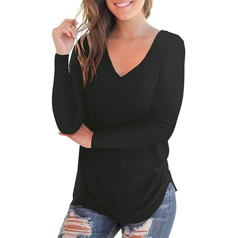 The New V-collar Long-Sleeved T-shirt