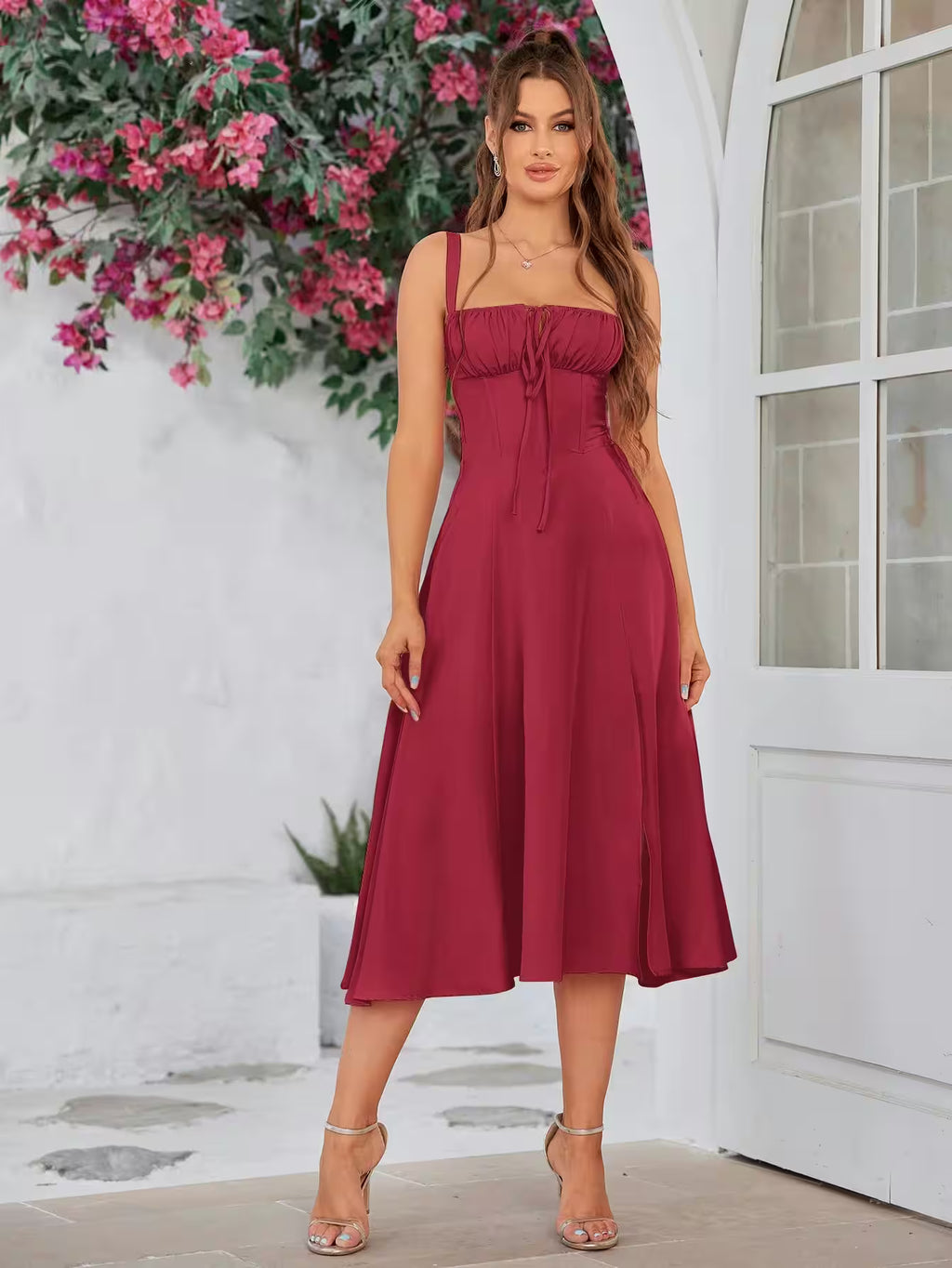 Sleeveless Summer Long Dress – Corset Bandage Style, Padded Bust - Women's Fashion - View 11