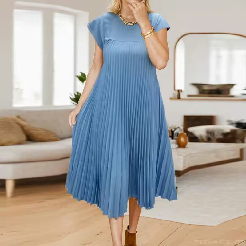 Spliced Pleated Maxi Dress - Women's Fashion - View 4