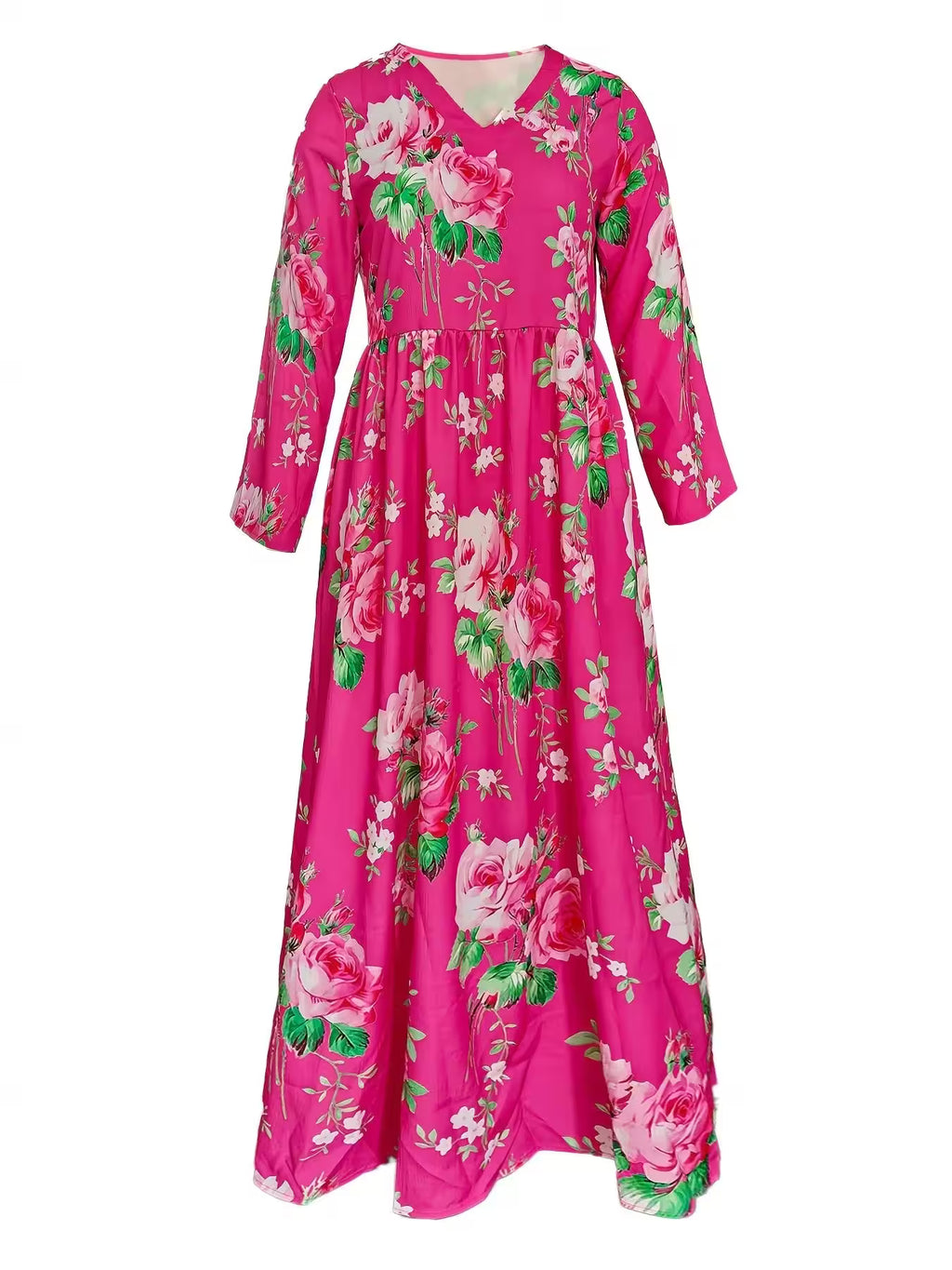 Plus size spring V-neck long sleeve dress - Additional View 2