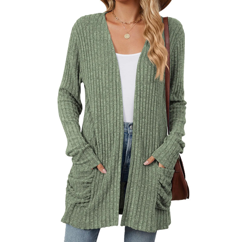 Lightweight 3/4 Sleeve Black Sweater Cardigan Casual