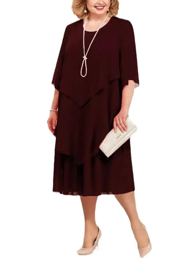 Plus Size Elegant Chiffon Dress Irregular