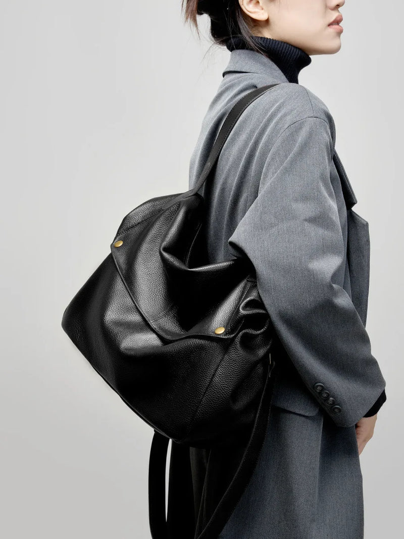 Bag arge capacity shoulder genuine leather