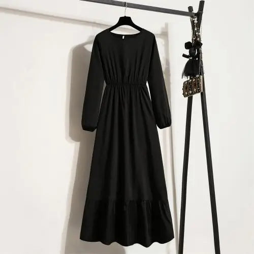 Dresses with Waist Slim Long Sleeve Pullover