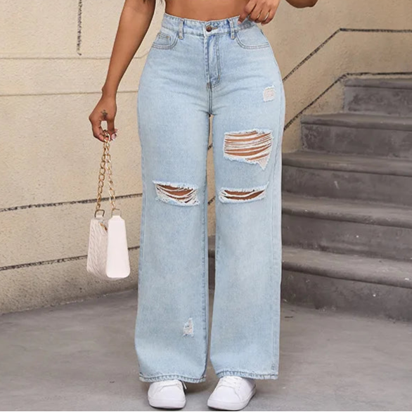 Straight Jeans Wide Leg Denim Pants