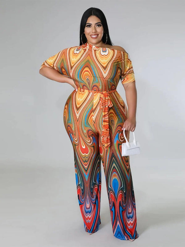 Jumpsuit Plus Size Women Clothes Summer Printed