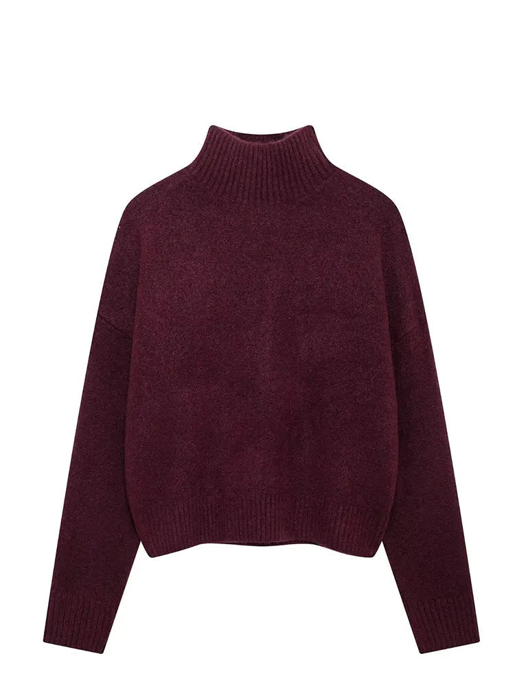 Vintage Burgundy Turtleneck Sweater Casual
