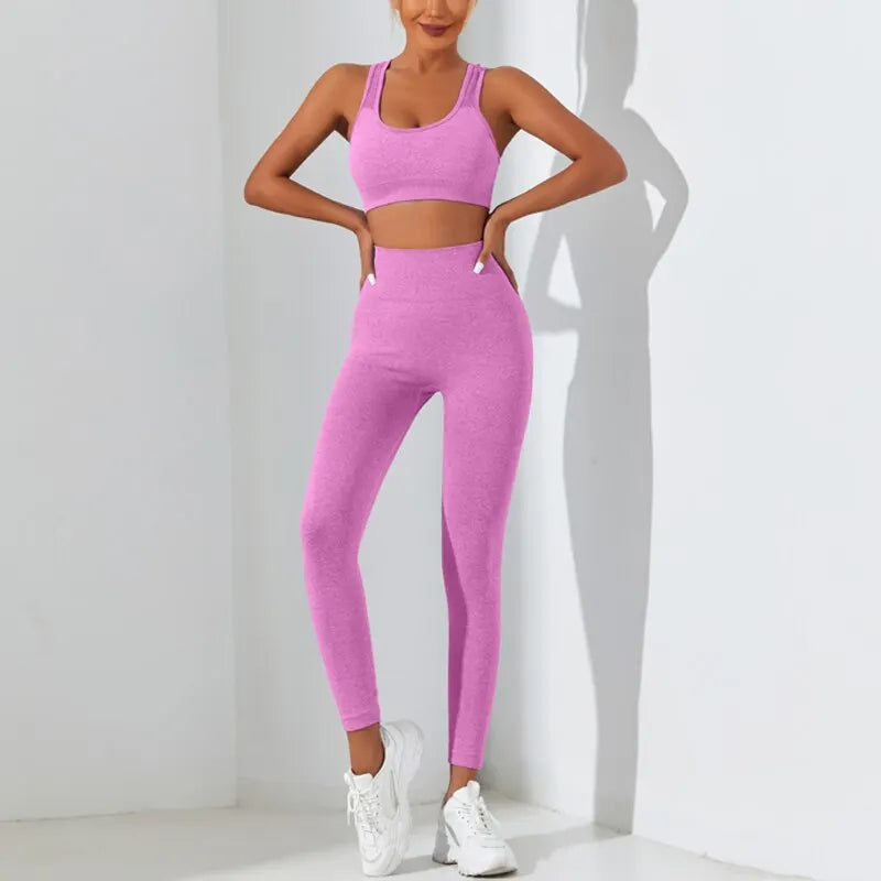 Yoga Basic 2pcs Seamless High Stretch Yoga Set Tracksuit