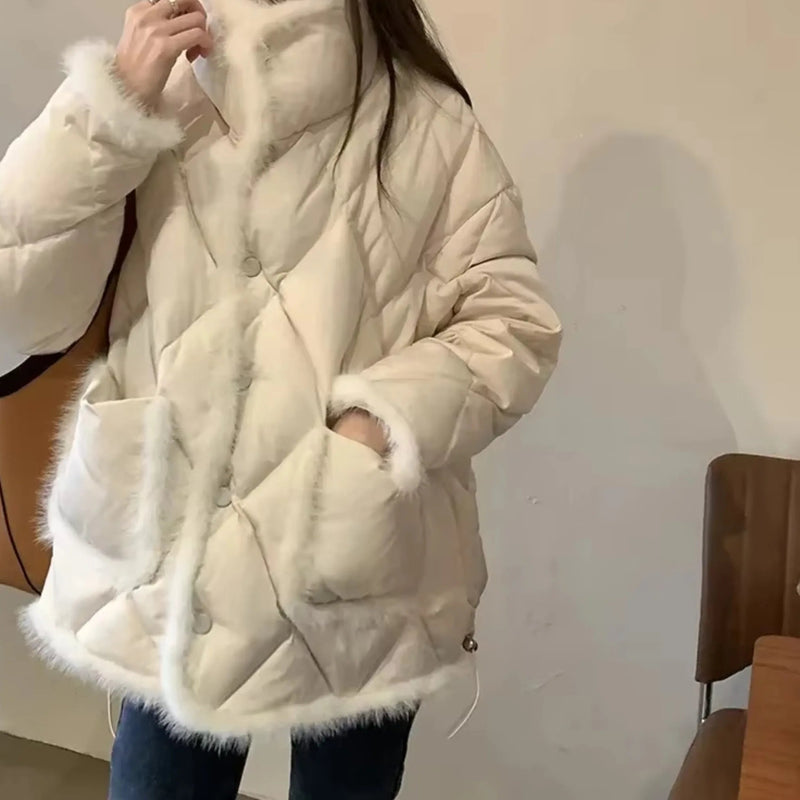 Winter Stitching Mink Wool Cotton Jacket