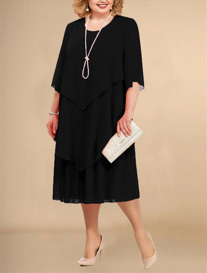 Plus Size Elegant Chiffon Dress Irregular